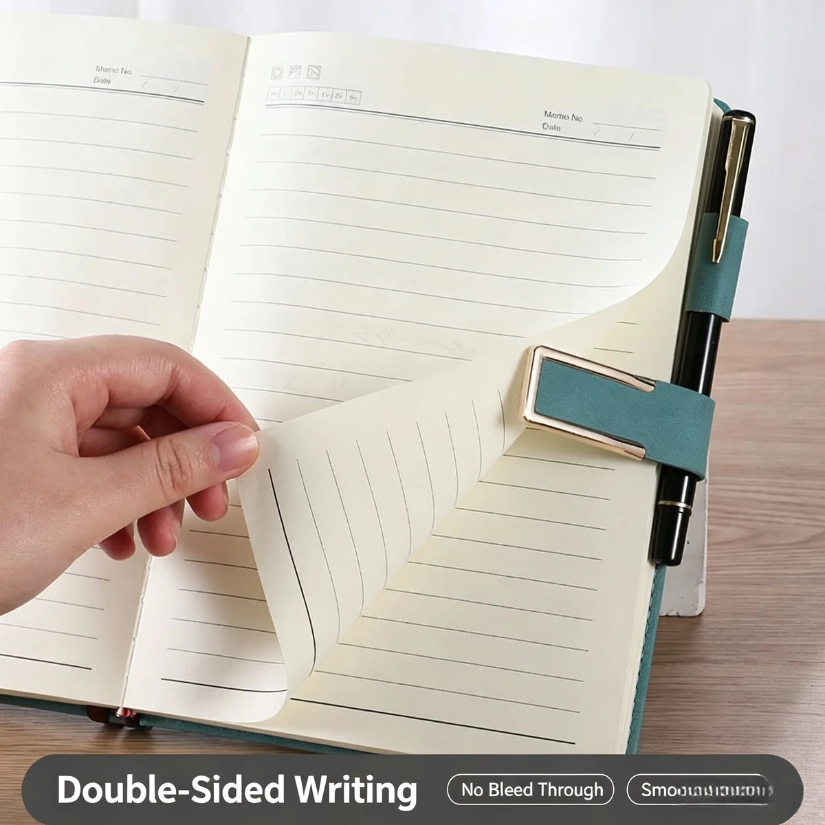 [Back to School Must-Have]A5 Premium PU Leather Hardcover Notebook with Buckle Closure, 200 Thick Pages Business Journal, Professional Writing Diary for School, Office, Meetings & Travel