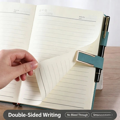 [Back to School Must-Have]A5 Premium PU Leather Hardcover Notebook with Buckle Closure, 200 Thick Pages Business Journal, Professional Writing Diary for School, Office, Meetings & Travel