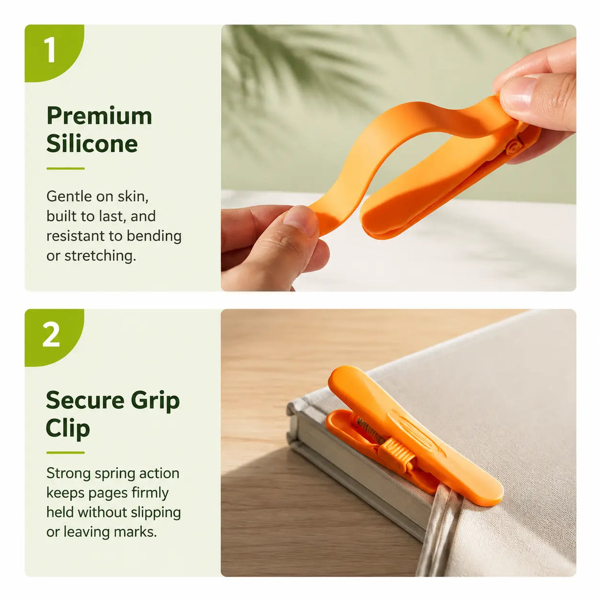 Set of 3 Flexible Silicone Bookmarks with Smooth-Glide Clipping Mechanism – Lightweight, Non-Slip, Page-Safe Reading Aids for Adults, Teens, and Children – Ideal for Novels, Textbooks, Journals, and Gift Sets