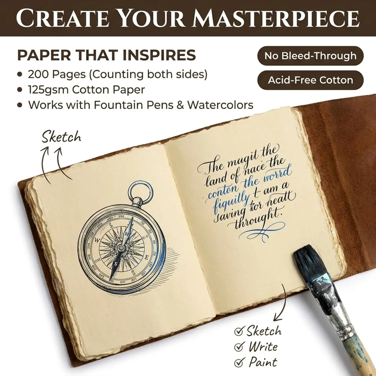 Cuero Vintage Leather Journal - Antique Handmade Leather-Bound Notebook with Deckle Edge Paper, Unique Gifts for Men, 5x7 in Office Stationery Sketchbook/Diary