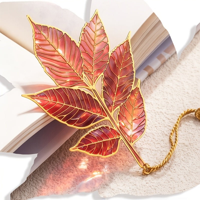 Authentic Chinese-style Metal Translucent Peacock Feather, Blue Feather, Pink Feather, and Red-Golden Feather Bookmarks. A High-end Artistic Gift with Flowing Light and Shadow, Featuring Colorful Semi-transparent Exquisite Hollow-out Designs. Elegant