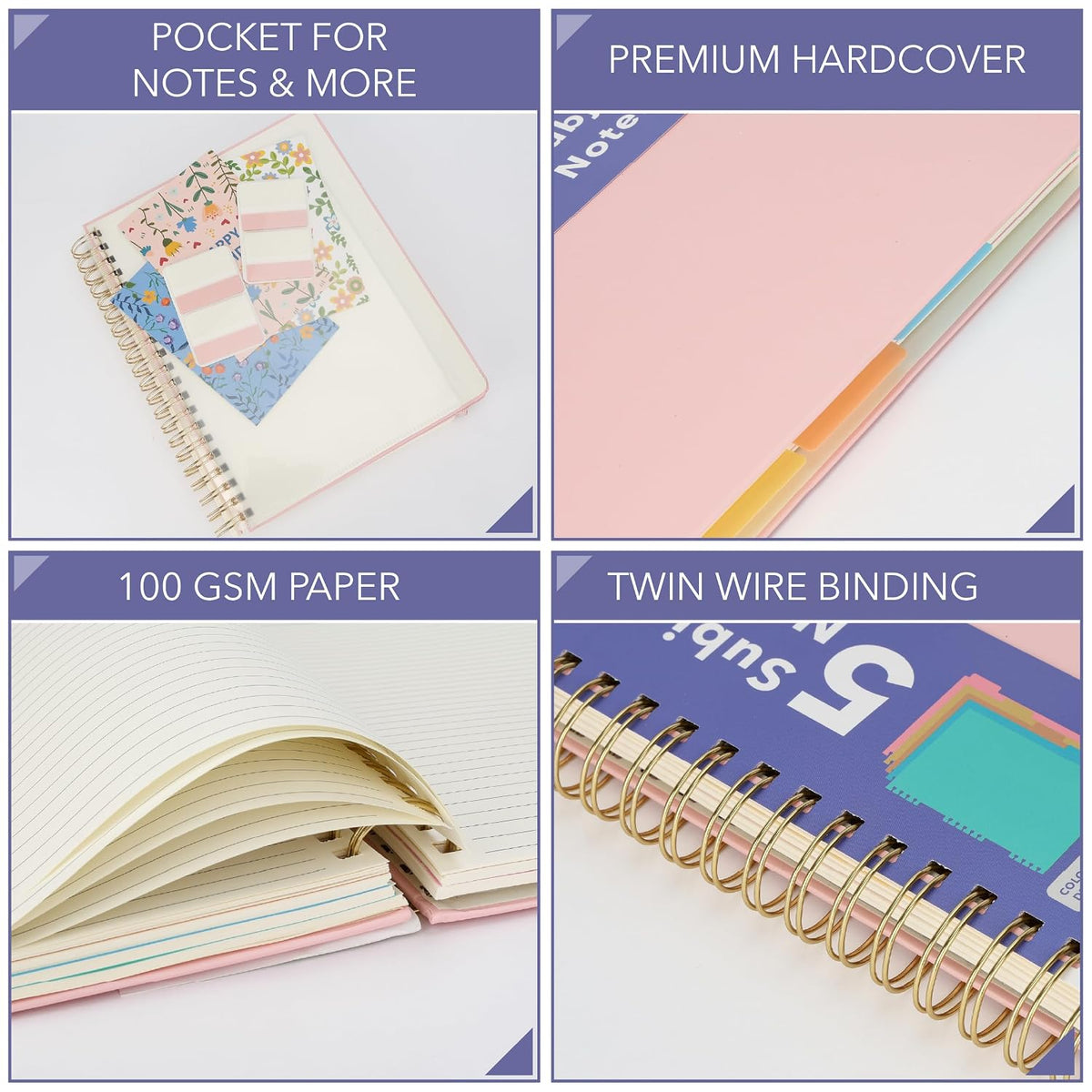 Mr. Pen- Hardcover Spiral Journal Notebook With Removable Dividers & Tabs