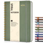 Lined Spiral Journal Notebook, A5 Hardcover Spiral Journals for Women Men, 150 Numbered Pages Spiral Bound Notebook, 100 GSM College Ruled Notebooks for Work, Note Taking 5.75" x 8.38", Olive Green