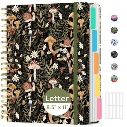 Taja Pretty Large Spiral Lined Notebook for Work with 5 Removable Dividers