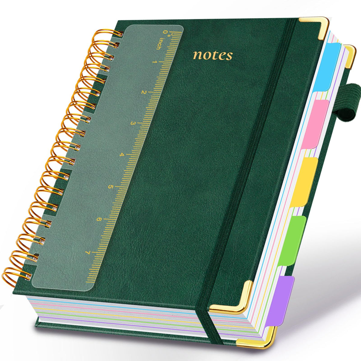 Hardcover Spiral Notebook 8"x10" Journal Notebook with Tabs and Removable Dividers 300 Pages 5 Subject Notebook College Ruled, Faux Leather Spiral Bound Notebook for Women School Work (Blue)
