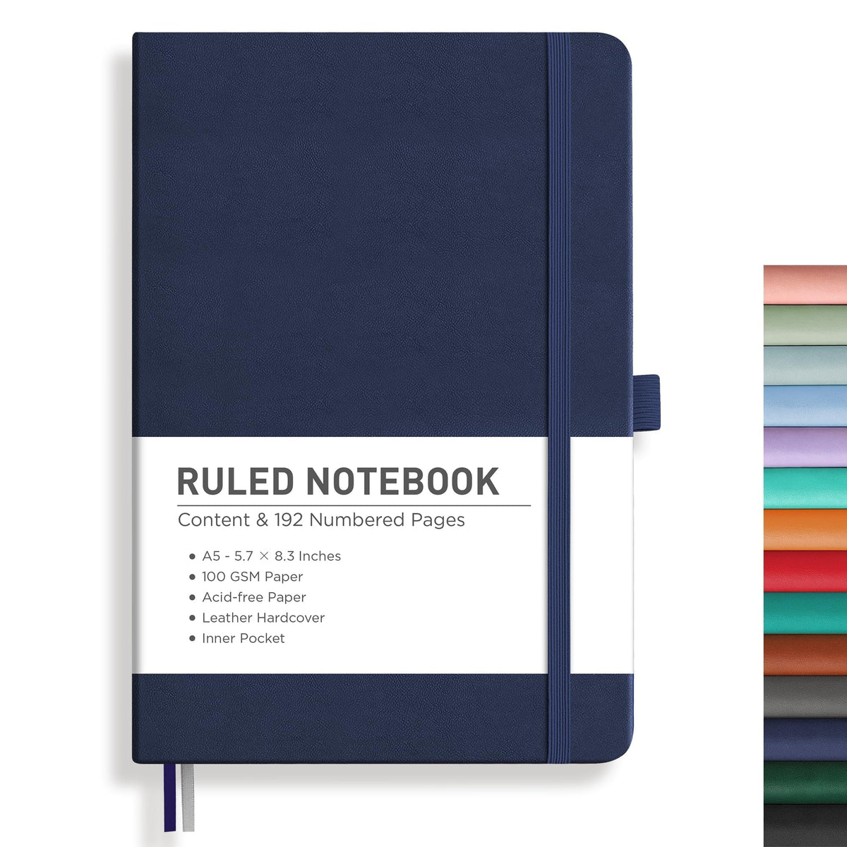 RETTACY Lined Journal Notebook, 192 Numbered Pages, A5 Size (5.7'' x 8.3'')