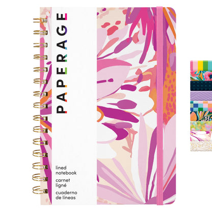 PAPERAGE Lined Spiral Journal Notebook, (Whimsical Garden), 160 Pages, Hardcover Journal for Women & Men, Medium 5.5 in x 8 in - 100 GSM, Thick Paper, Spiral Notebook for Work, School & Journaling