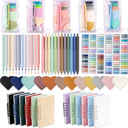 72 Pcs Book Annotation Kit Supplies with Bookmarks Index Tabs Sticky Notes Ballpoint Pen Clear Pull-Ring Bags for Reading Bookish Club Gifts