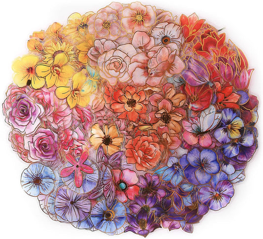Dizdkizd 240-Piece Watercolor Floral Stickers with Gold-Outlined