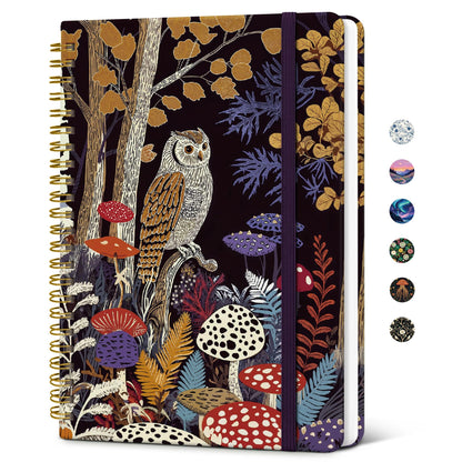 Taja Lined Spiral Journal Notebook for Women, Pretty College Ruled Notebook for Work & Note Taking, A5 Hardcover Journal for Writing, Cute Aesthetic 140 Pages, Midnight Bloom