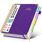 5 Subject Spiral Notebook Journal with Removable Dividers Tabs, 300 Pages Organizer Notebooks for Work School, 8"x10" Hardcover Leather Notebook College Ruled, Large Lined Journal for Women Men,Green