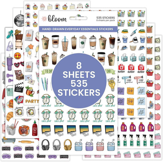 bloom daily planners Vintage Hand-Drawn Everyday Essentials Planner Stickers (535 Stickers) - Variety Pack for Decorating, Planning, Scrapbooking