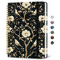 Taja Lined Spiral Journal Notebook for Women, Pretty College Ruled Notebook for Work & Note Taking, A5 Hardcover Journal for Writing, Cute Aesthetic 140 Pages, Midnight Bloom