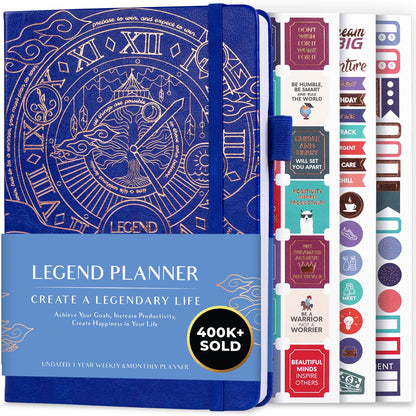 Legend Planner Undated, Weekly & Daily Goal Journal, A5 Black