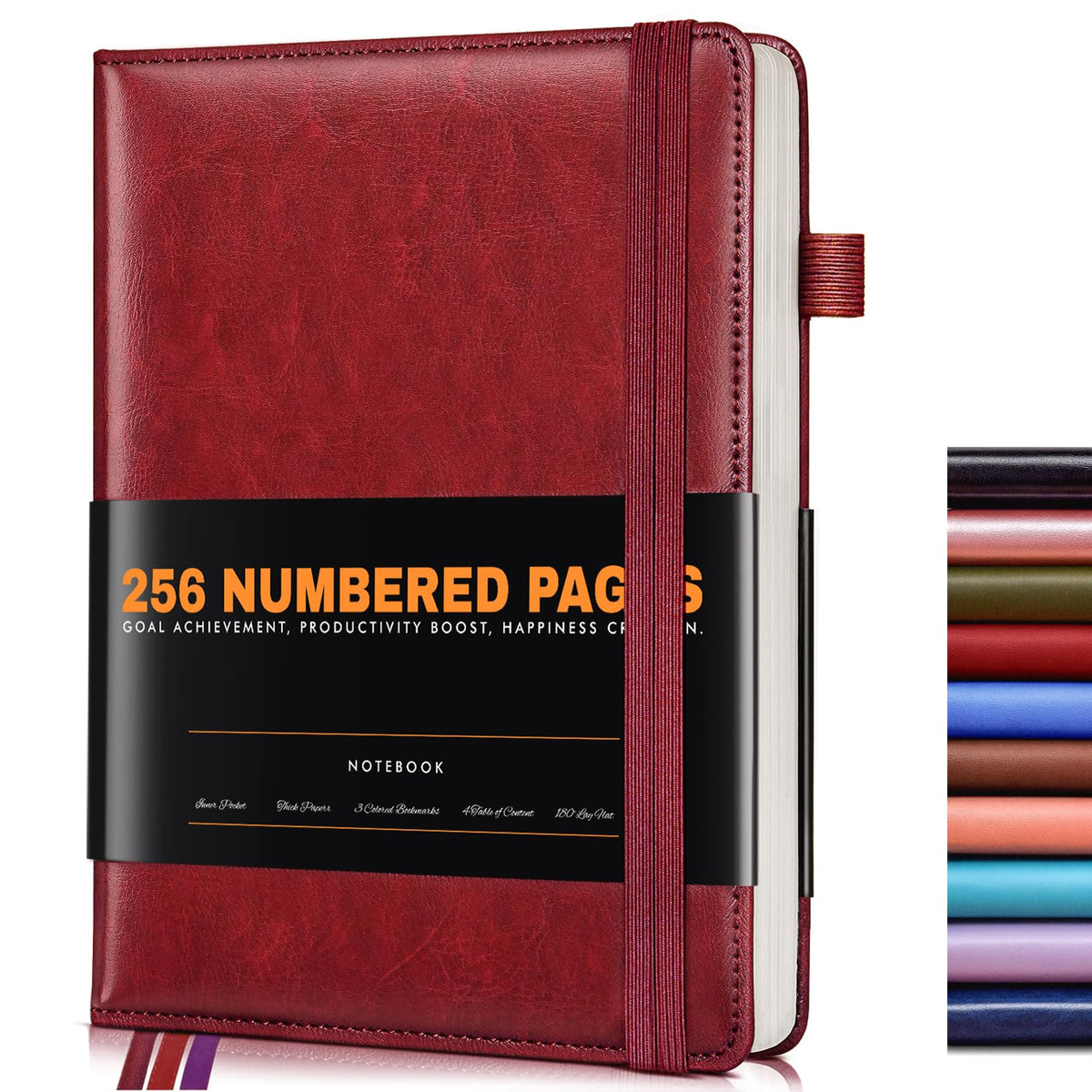 Lined Journal Notebook for Women Men, 256 Numbered Pages Hardcover Leather Journals for Writing, A5 Journaling Notebooks, College Ruled Journal for Business Work School Note Taking 5.75" x 8.38" Brown