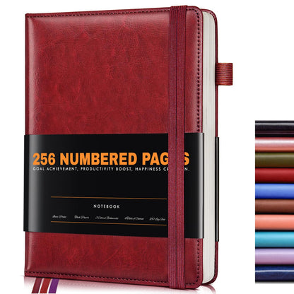 Lined Journal Notebook for Women Men, 256 Numbered Pages Hardcover Leather Journals for Writing, A5 Journaling Notebooks, College Ruled Journal for Business Work School Note Taking 5.75" x 8.38" Brown