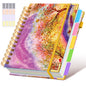 Hardcover Spiral Notebook journal with Removable Dividers Tabs, 300 Pages Leather 5 Subject Notebook College Ruled, 8"x10" Large B5 Notebooks for Work School Note taking, Lined Journal for Women,Pink
