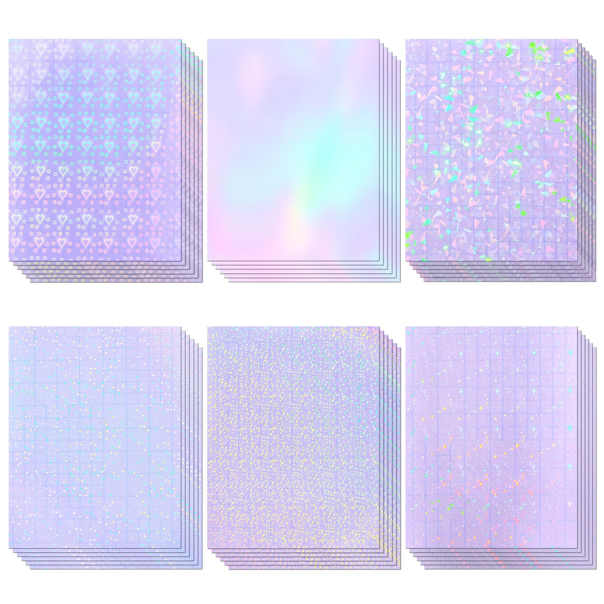36 Sheets Holographic Laminate Sheets Clear Self Adhesive Sticker Paper