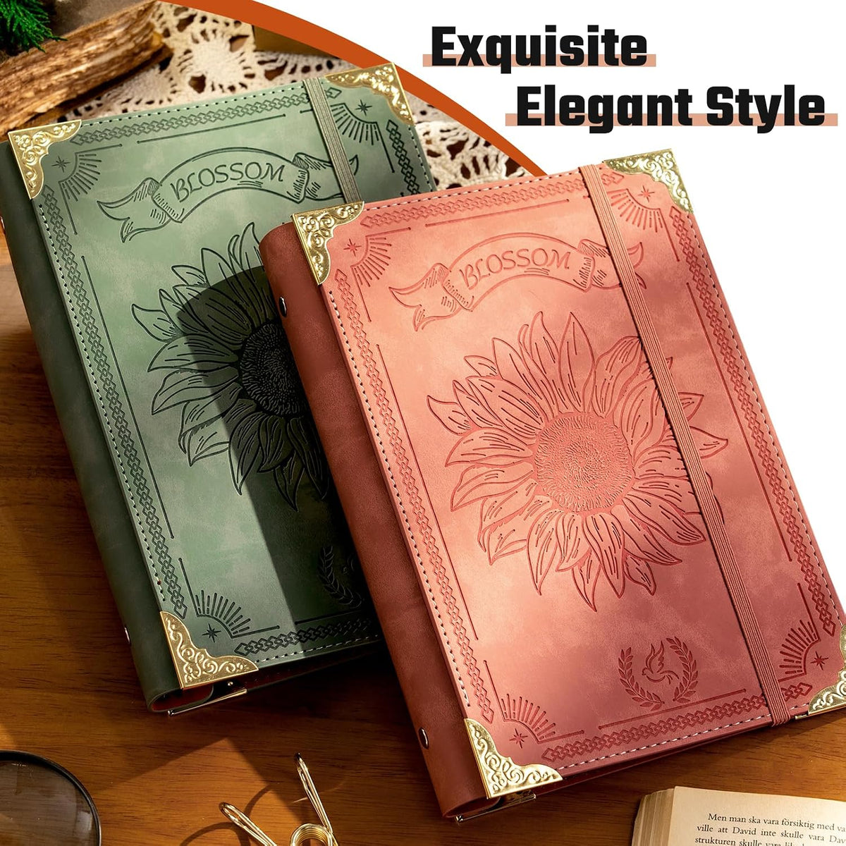 Ovesmusl Sunflower PU Leather A5 Binder 6 Ring Refillable Journal Cover