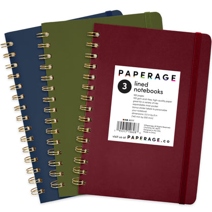 PAPERAGE Lined Spiral Journal Notebook, (Whimsical Garden), 160 Pages, Hardcover Journal for Women & Men, Medium 5.5 in x 8 in - 100 GSM, Thick Paper, Spiral Notebook for Work, School & Journaling