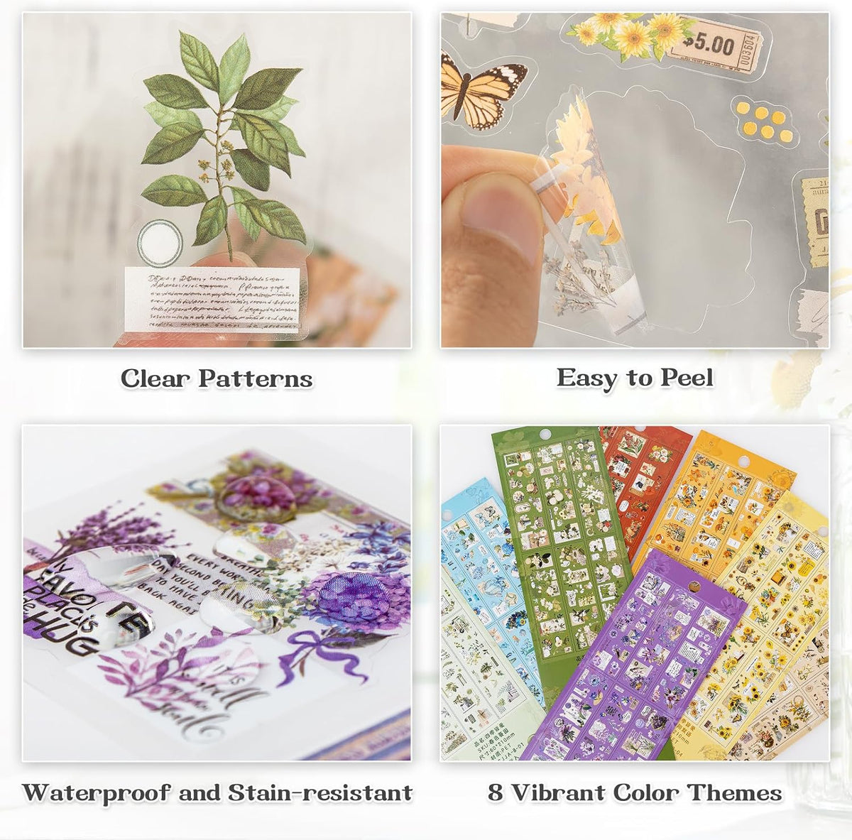 555pcs Vintage Floral Stickers for Journaling & Scrapbooking