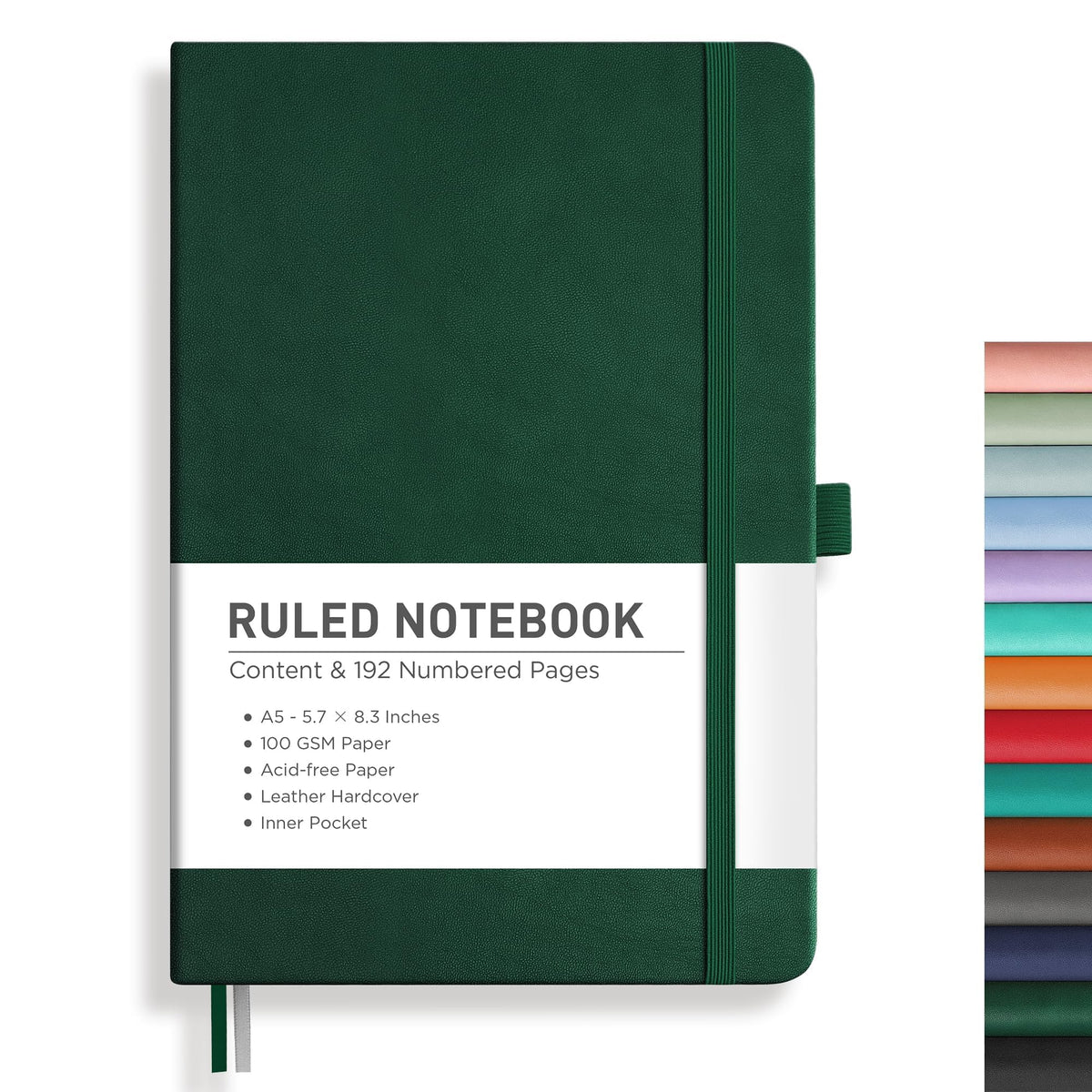 RETTACY Lined Journal Notebook, 192 Numbered Pages, A5 Size (5.7'' x 8.3'')