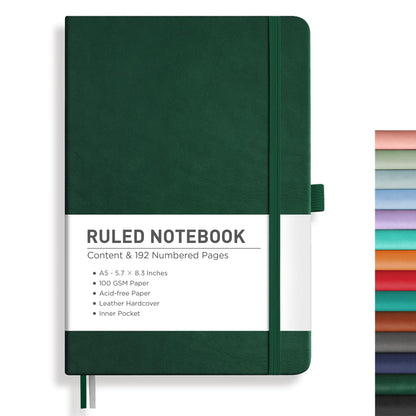 RETTACY Lined Journal Notebook, 192 Numbered Pages, A5 Size (5.7'' x 8.3'')
