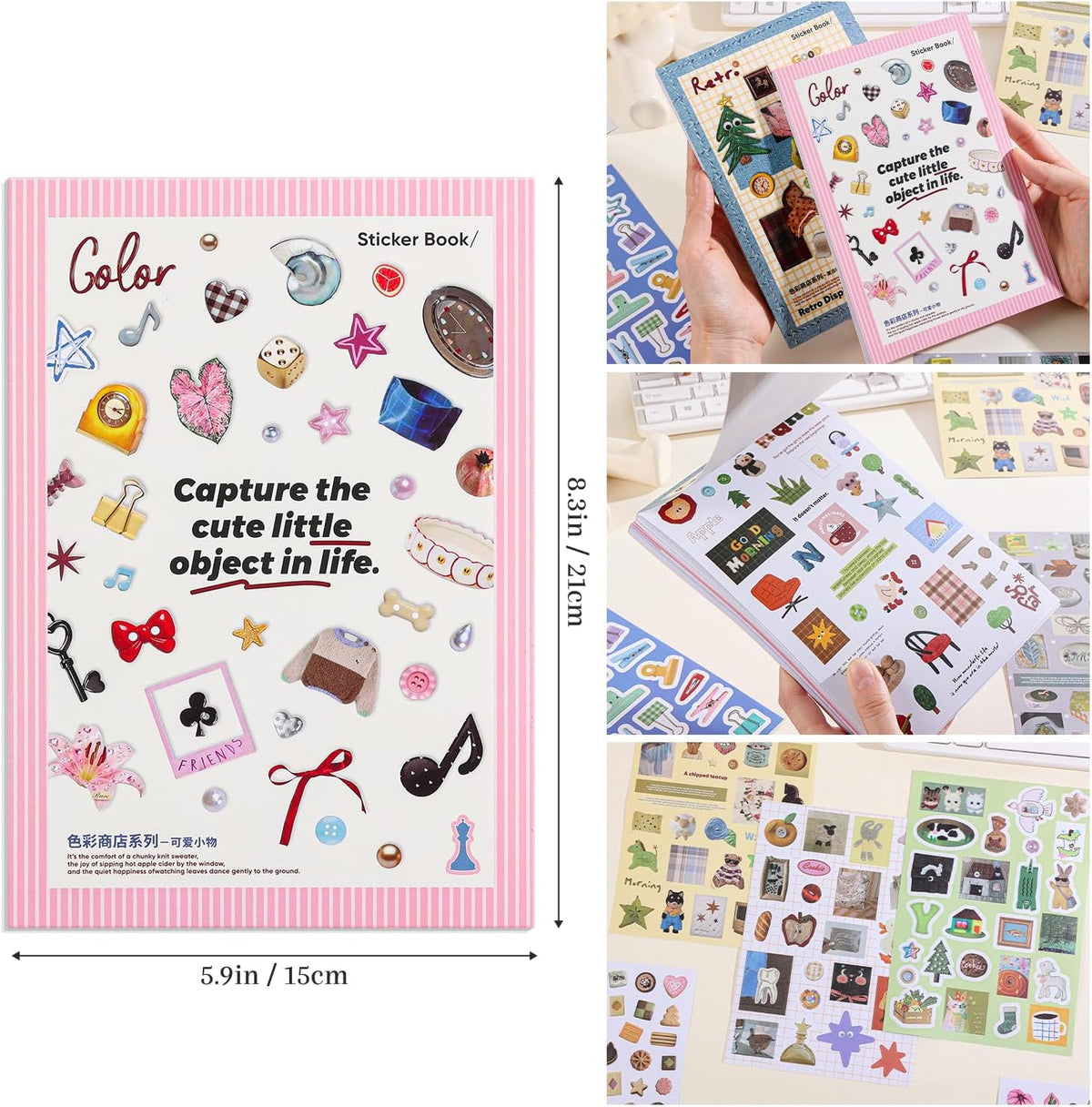 Girl's Korean Sticker Book, Food and Daily Life Theme - 1300+ Cute Dream Style Foodie Stickers, for DIY Scrapbooking Journaling Handbook Decoration Cute