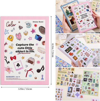 Girl's Korean Sticker Book, Food and Daily Life Theme - 1300+ Cute Dream Style Foodie Stickers, for DIY Scrapbooking Journaling Handbook Decoration Cute