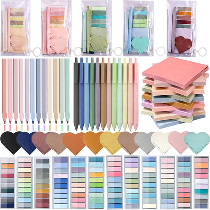72 Pcs Book Annotation Kit Supplies with Bookmarks Index Tabs Sticky Notes Ballpoint Pen Clear Pull-Ring Bags for Reading Bookish Club Gifts