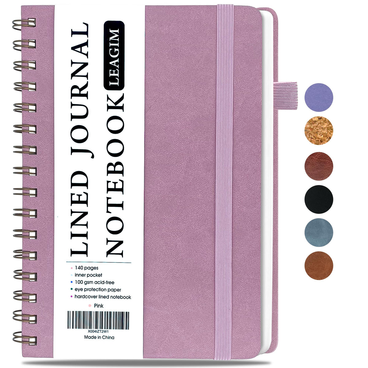 LEAGIM Lined Spiral Journal Notebook for Women & Men, College Ruled Hardcover Notebook for Work & Note Taking, Journals for Writing, 100 GSM, Business, School, 140 Pages, A5(5.8"x8.5") - Brown