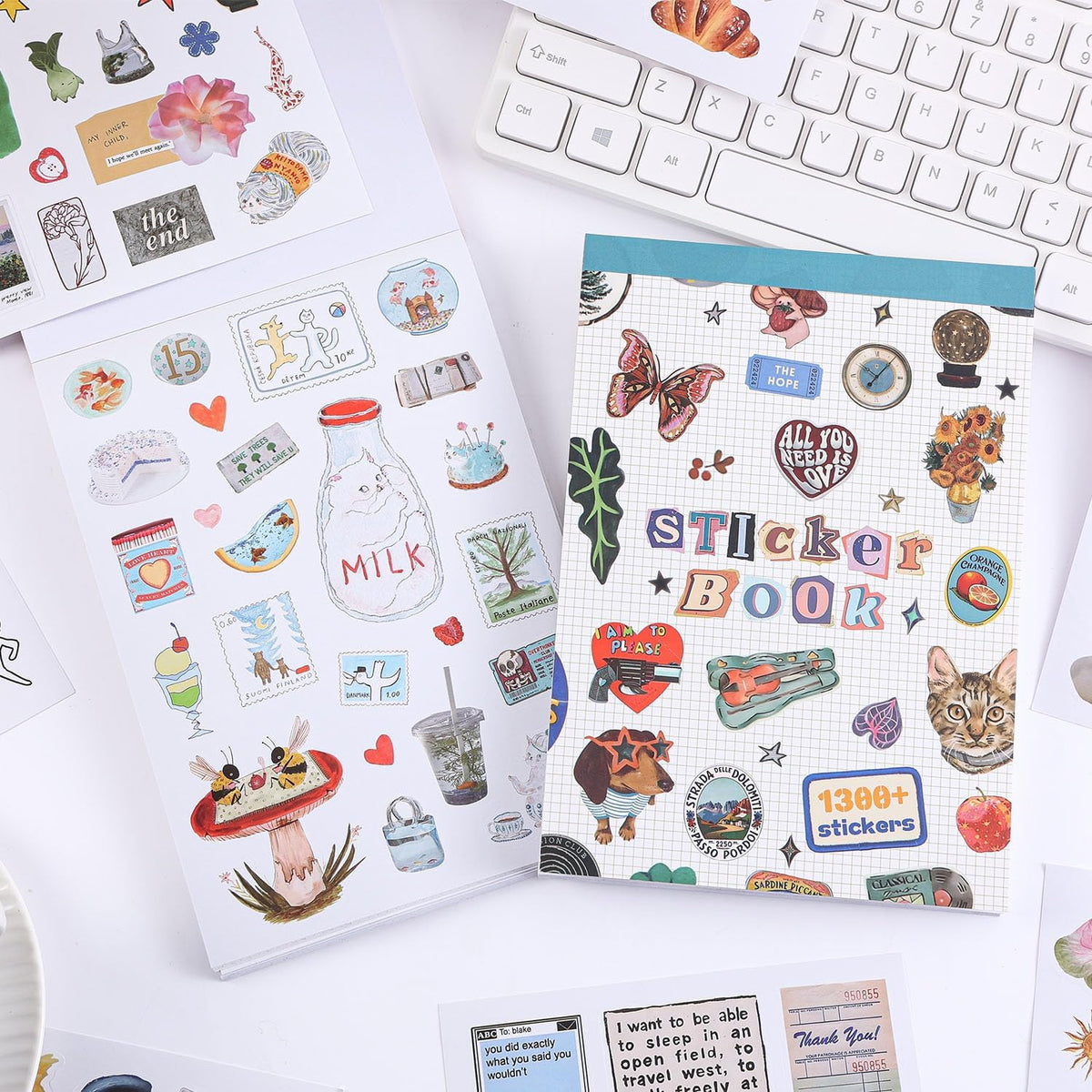 Girl's Korean Sticker Book, Food and Daily Life Theme - 1300+ Cute Dream Style Foodie Stickers, for DIY Scrapbooking Journaling Handbook Decoration Blue