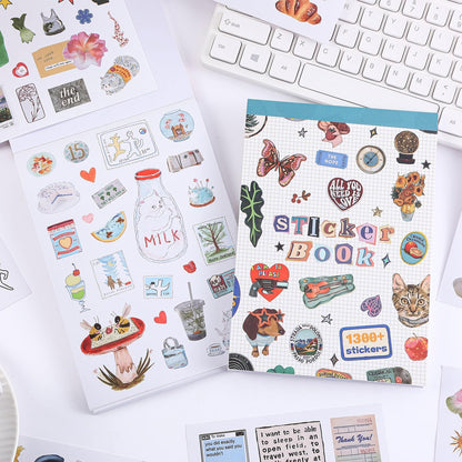Girl's Korean Sticker Book, Food and Daily Life Theme - 1300+ Cute Dream Style Foodie Stickers, for DIY Scrapbooking Journaling Handbook Decoration Blue