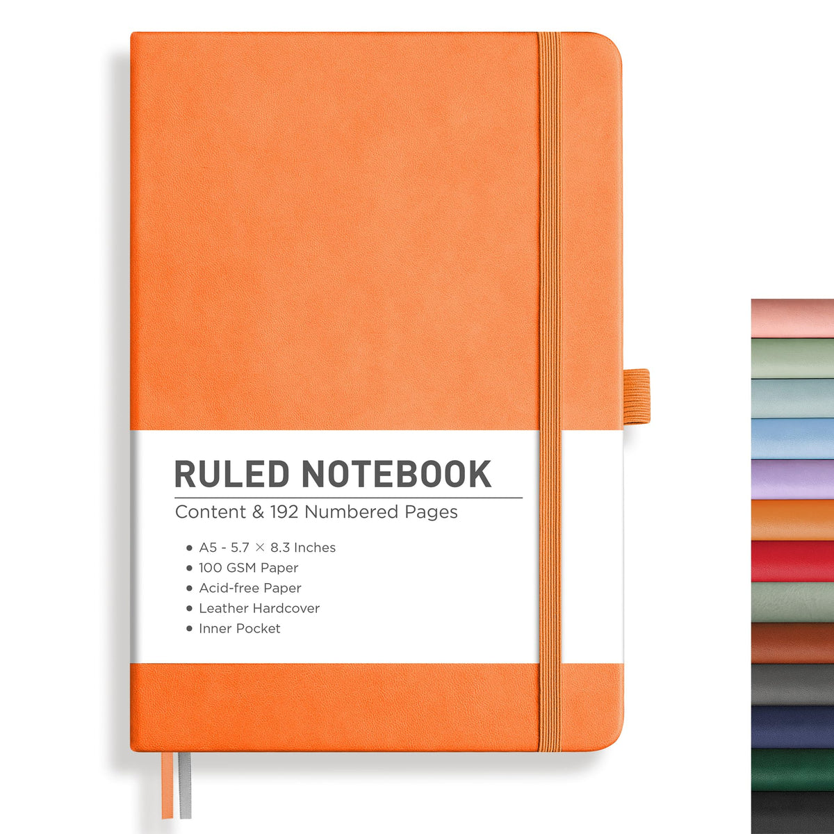 RETTACY Lined Journal Notebook, 192 Numbered Pages, A5 Size (5.7'' x 8.3'')