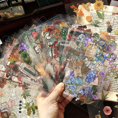2 Sets 400+ PCS Stickers for Scrapbooking, Self-Adhesive Scrapbook Stickers Supplies Journal, Plants Vintage Aesthetic Sticker Art Diary Card Craft Gifts Planner Notebook,Spring&Flower