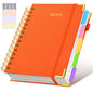 Hardcover Spiral Notebook journal with Removable Dividers Tabs, 300 Pages Leather 5 Subject Notebook College Ruled, 8"x10" Large B5 Notebooks for Work School Note taking, Lined Journal for Women,Pink