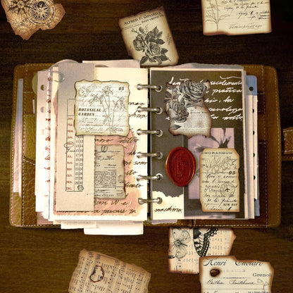 PRSTINCOL Vintage Journaling Stickers,Scrapbook Supplies for Planners,100Pcs Junk Journal Supplies with Antique Map Prints, Distressed Edges for Teenagers Adults