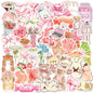 60pcs Coquette Stickers Cute Vinyl Laptop Stickers, Waterproof Aesthetic Stickers, Pink Sticker Pack for Girls Water Bottles Laptop Computer Phone Guitar (60 Coquette Stickers)