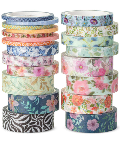 Mr. Pen- Washi Tape Set, 21 Rolls, Assorted Sizes, Floral