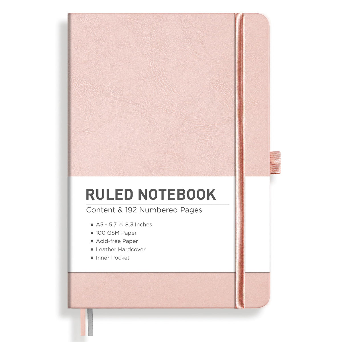 RETTACY Lined Journal Notebook, 192 Numbered Pages, A5 Size (5.7'' x 8.3'')