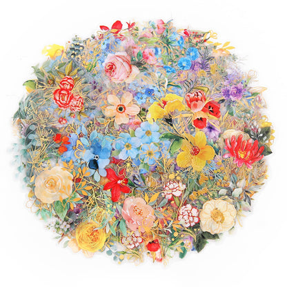 Dizdkizd 240-Piece Watercolor Floral Stickers with Gold-Outlined