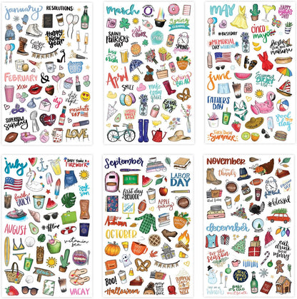 bloom daily planners Holiday Seasonal Planner Sticker Sheets - Vintage Seasonal Sticker Pack - Removable & Repositionable - Over 310 Stickers Per Pack!