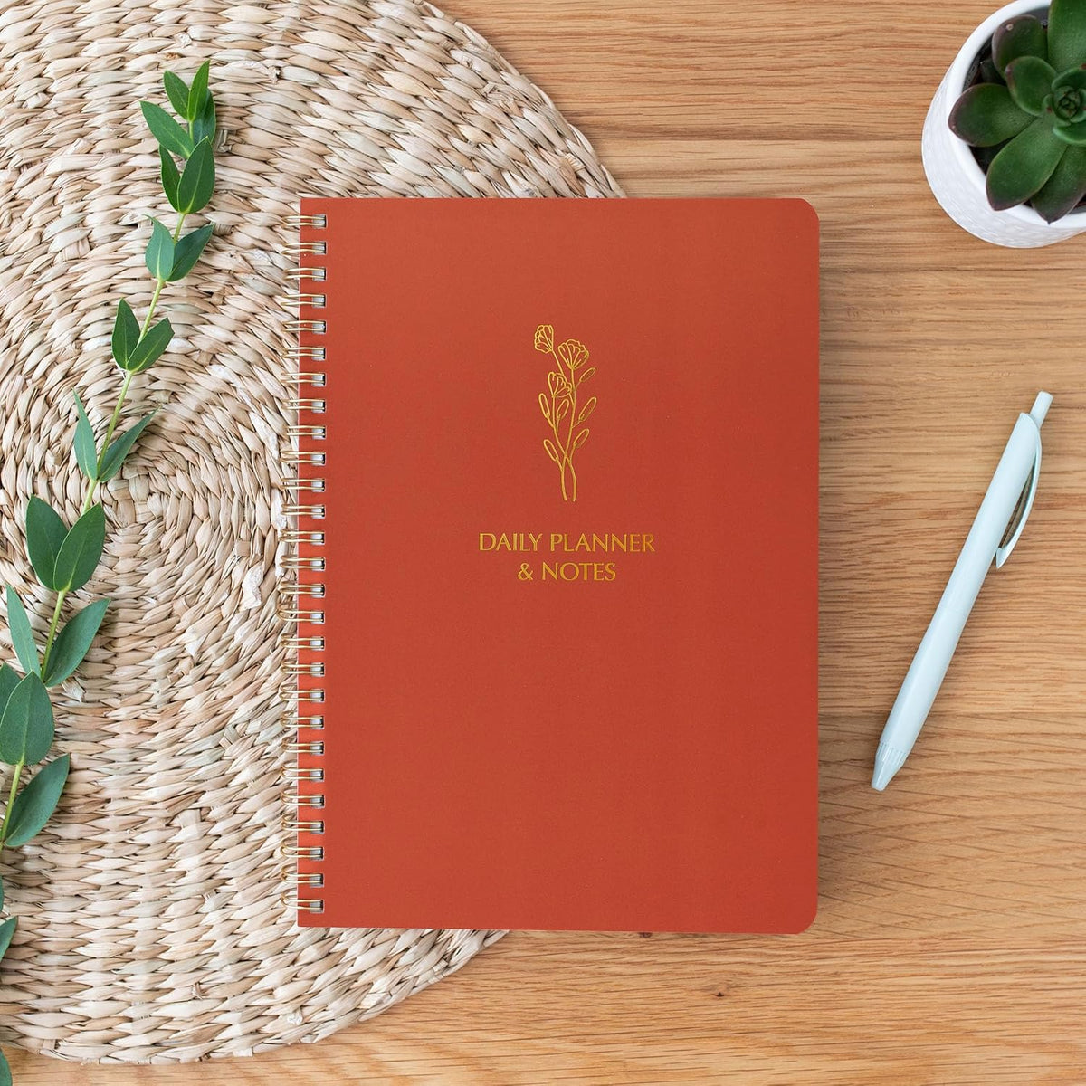Simple Daily Planner Undated & To Do List Notebook for Work - Terracotta
