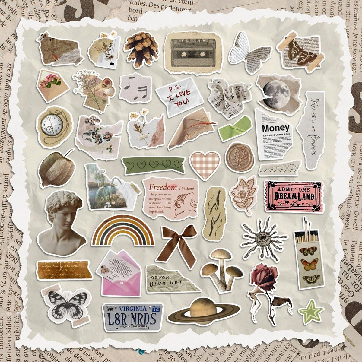 300 Pcs Vintage Stickers, Junk Journal Supplies, Cute Stickers for Journaling Supplies, Junk Journal Supplies, DIY Paper Crafts, Water Bottle Laptop Computer