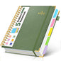 5 Subject Spiral Notebook Journal with Removable Dividers Tabs, 300 Pages Organizer Notebooks for Work School, 8"x10" Hardcover Leather Notebook College Ruled, Large Lined Journal for Women Men,Green