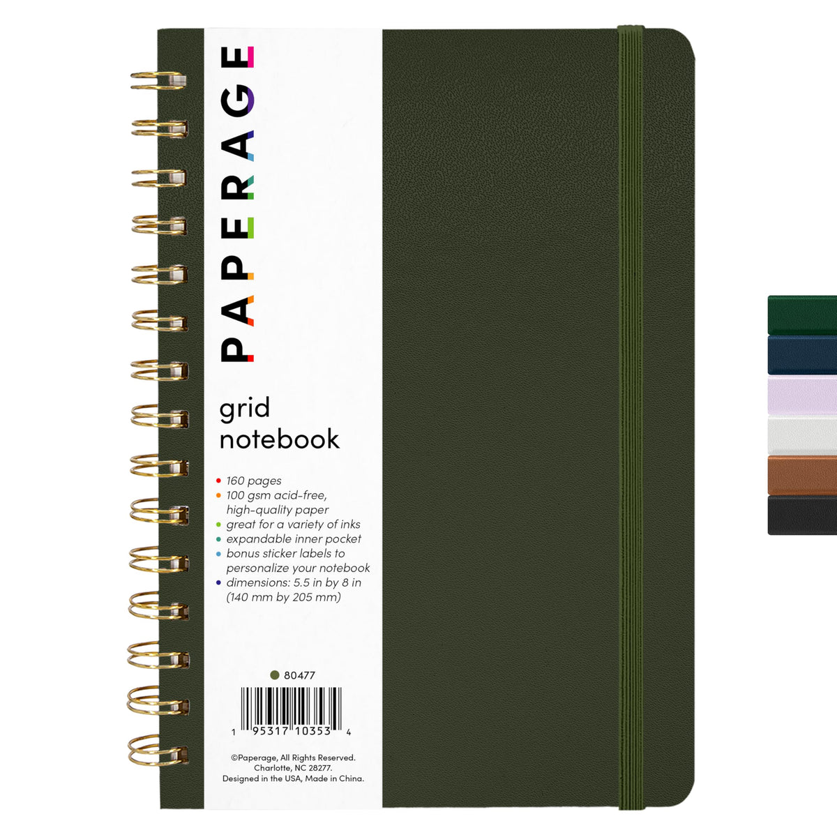 PAPERAGE Lined Spiral Journal Notebook, (Whimsical Garden), 160 Pages, Hardcover Journal for Women & Men, Medium 5.5 in x 8 in - 100 GSM, Thick Paper, Spiral Notebook for Work, School & Journaling