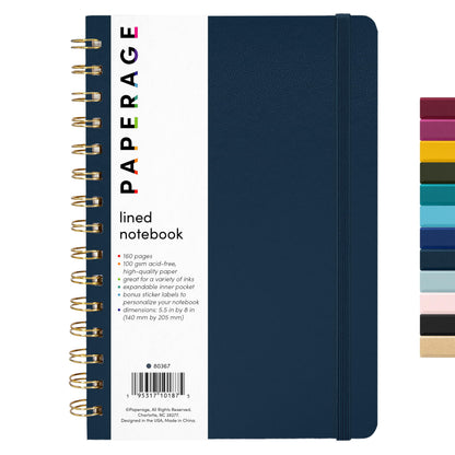 PAPERAGE Lined Spiral Journal Notebook, (Whimsical Garden), 160 Pages, Hardcover Journal for Women & Men, Medium 5.5 in x 8 in - 100 GSM, Thick Paper, Spiral Notebook for Work, School & Journaling