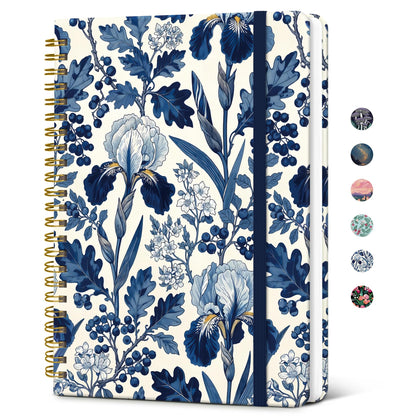 Taja Lined Spiral Journal Notebook for Women, Pretty College Ruled Notebook for Work & Note Taking, A5 Hardcover Journal for Writing, Cute Aesthetic 140 Pages, Butterfly