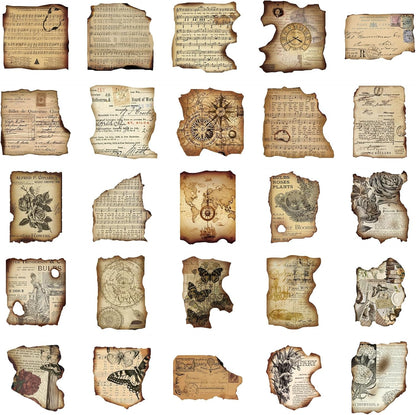 PRSTINCOL Vintage Journaling Stickers,Scrapbook Supplies for Planners,100Pcs Junk Journal Supplies with Antique Map Prints, Distressed Edges for Teenagers Adults