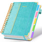 Hardcover Spiral Notebook 8"x10" Journal Notebook with Tabs and Removable Dividers 300 Pages 5 Subject Notebook College Ruled, Faux Leather Spiral Bound Notebook for Women School Work (Blue)